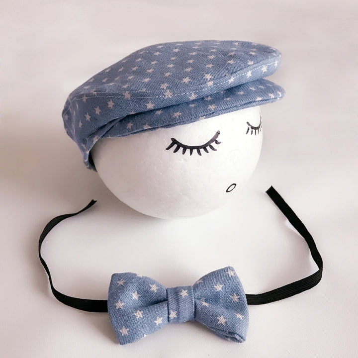 Newborn Baby Photography Props Photo Shoot Outfits Infant Cap Cabbie Hat with Bowtie Set, ALA0000BH, ALA0000BW, ALA0000C, ALA0000D, ALA0000L, ALA0000X