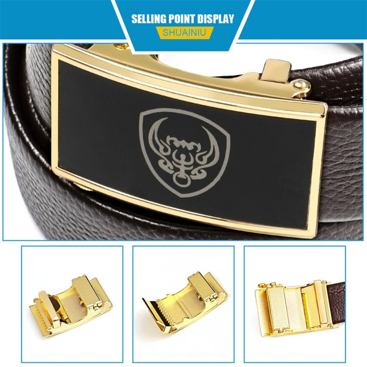 Men Casual Cow Leather Belt Waistband with Buckle Head, Length: 110cm, Length: 110cm