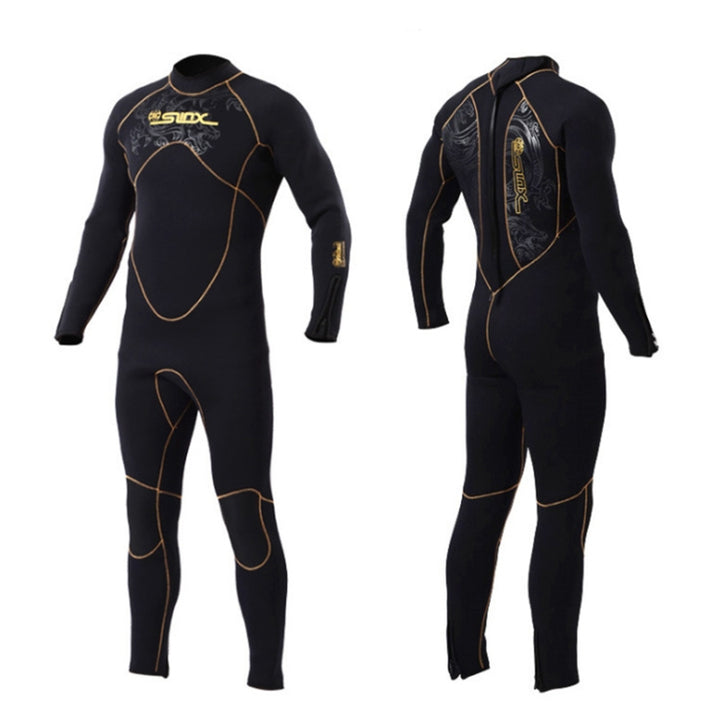 SLINX 1106 5mm Neoprene + Towel Lining Super Elastic Wear-resistant Warm Semi-dry Full Body One-piece Wetsuit for Men, S, M, L, XL, XXL, XXXL