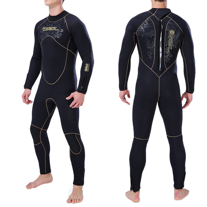 SLINX 1106 5mm Neoprene + Towel Lining Super Elastic Wear-resistant Warm Semi-dry Full Body One-piece Wetsuit for Men, S, M, L, XL, XXL, XXXL