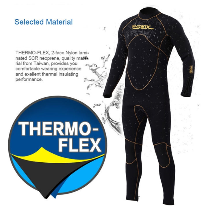 SLINX 1106 5mm Neoprene + Towel Lining Super Elastic Wear-resistant Warm Semi-dry Full Body One-piece Wetsuit for Men, S, M, L, XL, XXL, XXXL