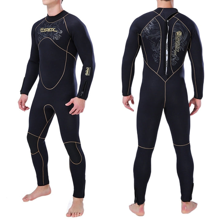 SLINX 1106 5mm Neoprene + Towel Lining Super Elastic Wear-resistant Warm Semi-dry Full Body One-piece Wetsuit for Men, S, M, L, XL, XXL, XXXL