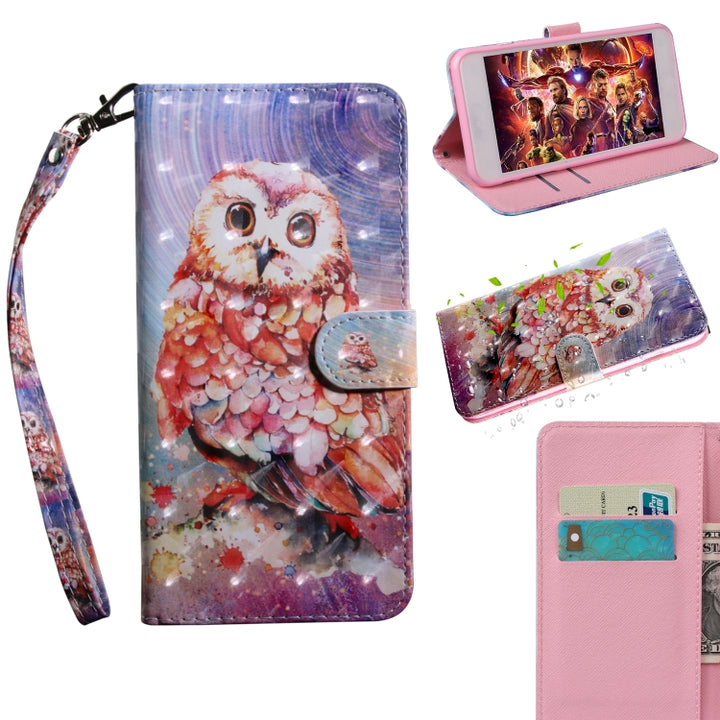 3D Painting Pattern Coloured Drawing Horizontal Flip TPU + PU Leather Case with Holder & Card Slots & Wallet, For Huawei Y5 2019, For Nokia 1 Plus, For Nokia 3.2