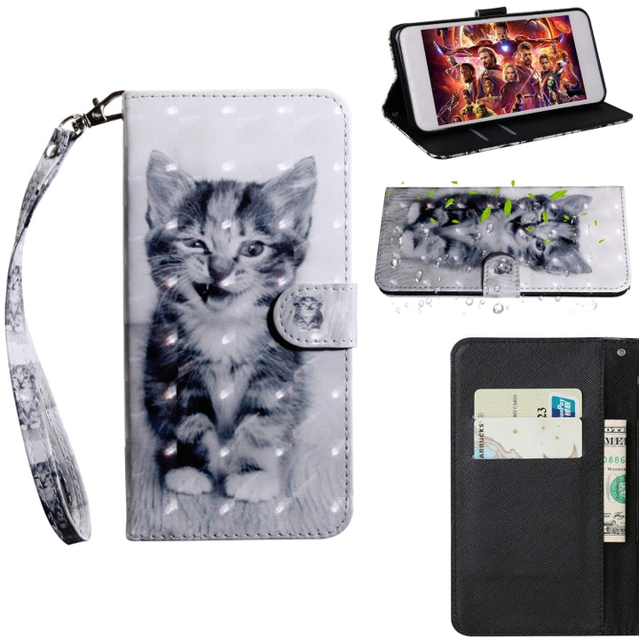 3D Painting Pattern Coloured Drawing Horizontal Flip TPU + PU Leather Case with Holder & Card Slots & Wallet, For Huawei Y5 2019, For Nokia 1 Plus, For Nokia 3.2