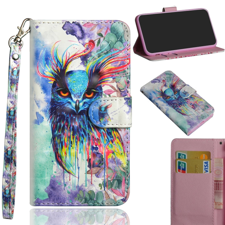 3D Painting Pattern Horizontal Flip TPU + PU Leather Case with Holder & Card Slots & Wallet, For Huawei Honor View 20