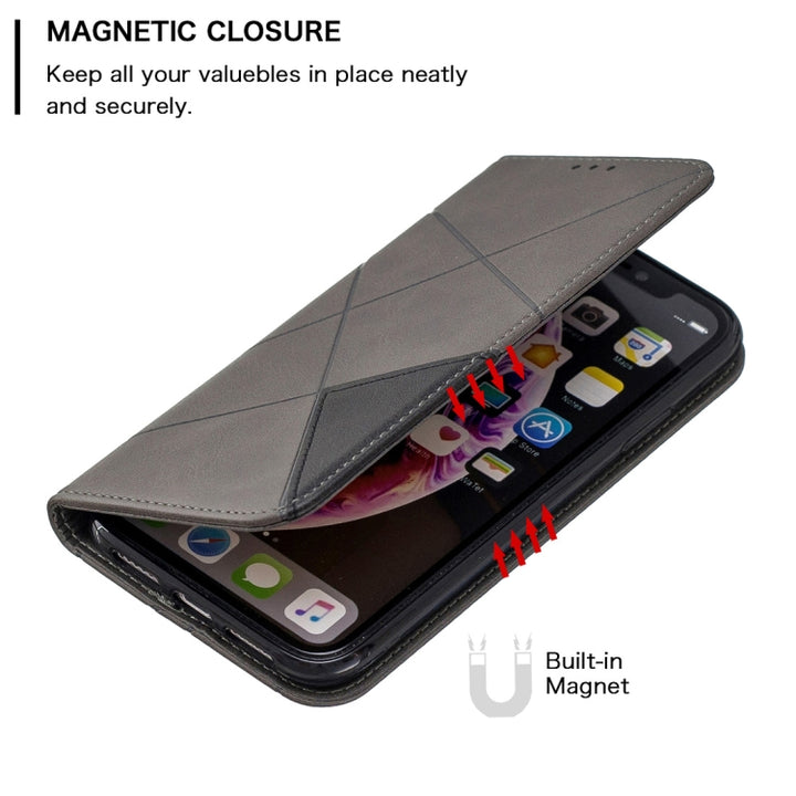 Rhombus Texture Horizontal Flip Magnetic Leather Case with Holder & Card Slots & Wallet, For iPhone XR, For iPhone 8 Plus & 7 Plus, For iPhone SE 2020 & 8 & 7, For iPhone 6 Plus & 6s Plus, For iPhone 6 & 6s