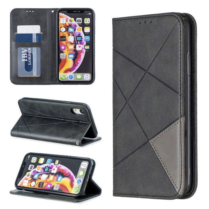 Rhombus Texture Horizontal Flip Magnetic Leather Case with Holder & Card Slots & Wallet, For iPhone XR, For iPhone 8 Plus & 7 Plus, For iPhone SE 2020 & 8 & 7, For iPhone 6 Plus & 6s Plus, For iPhone 6 & 6s