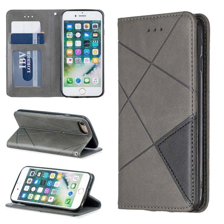 Rhombus Texture Horizontal Flip Magnetic Leather Case with Holder & Card Slots & Wallet, For iPhone XR, For iPhone 8 Plus & 7 Plus, For iPhone SE 2020 & 8 & 7, For iPhone 6 Plus & 6s Plus, For iPhone 6 & 6s