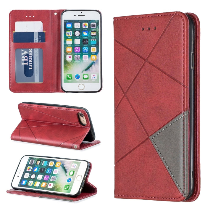 Rhombus Texture Horizontal Flip Magnetic Leather Case with Holder & Card Slots & Wallet, For iPhone XR, For iPhone 8 Plus & 7 Plus, For iPhone SE 2020 & 8 & 7, For iPhone 6 Plus & 6s Plus, For iPhone 6 & 6s