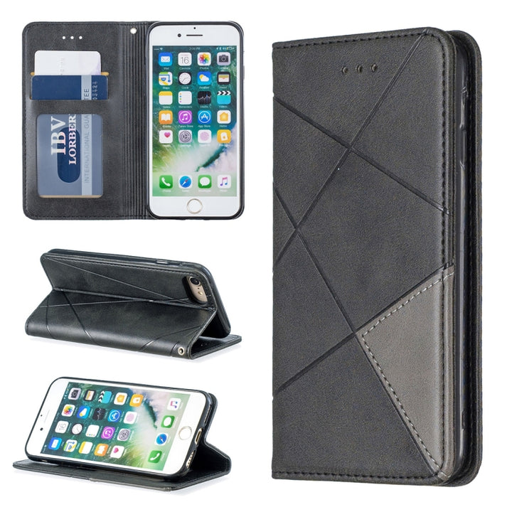 Rhombus Texture Horizontal Flip Magnetic Leather Case with Holder & Card Slots & Wallet, For iPhone XR, For iPhone 8 Plus & 7 Plus, For iPhone SE 2020 & 8 & 7, For iPhone 6 Plus & 6s Plus, For iPhone 6 & 6s