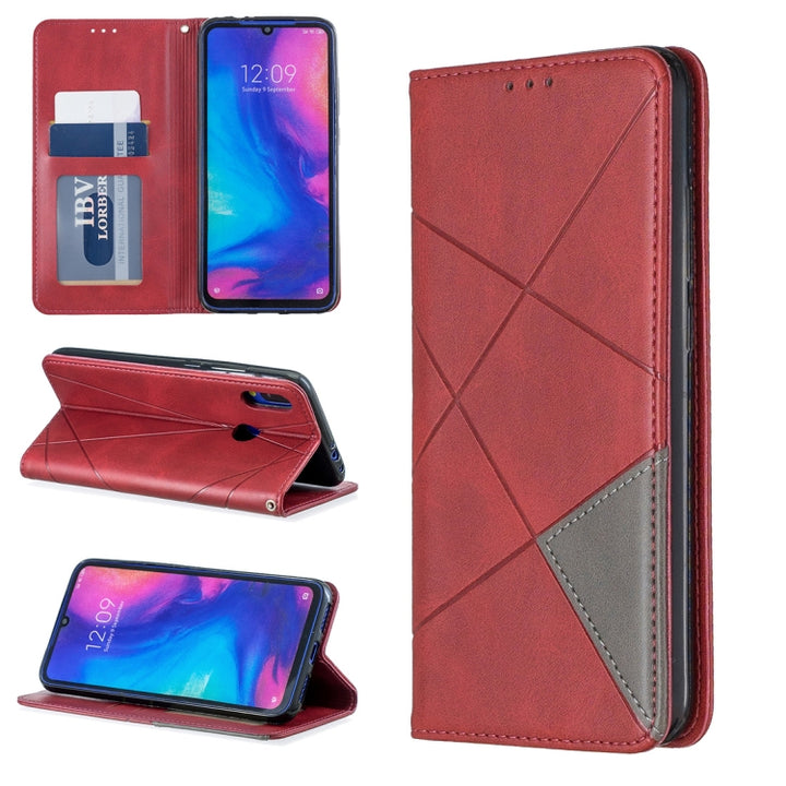 Rhombus Texture Horizontal Flip Magnetic Leather Case with Holder & Card Slots & Wallet, For Xiaomi Redmi 7A, For Xiaomi Redmi 7, For Xiaomi Redmi Note 7