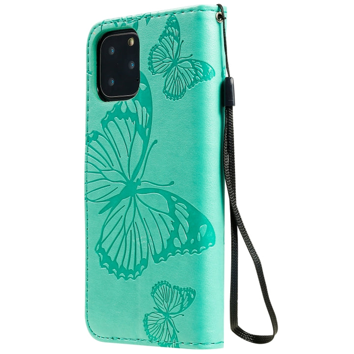 Pressed Printing Butterfly Pattern Horizontal Flip PU Leather Case with Holder & Card Slots & Wallet & Lanyard, For iPhone 11 Pro, For iPhone 11, For iPhone 11 Pro Max, For OPPO A1K / C2