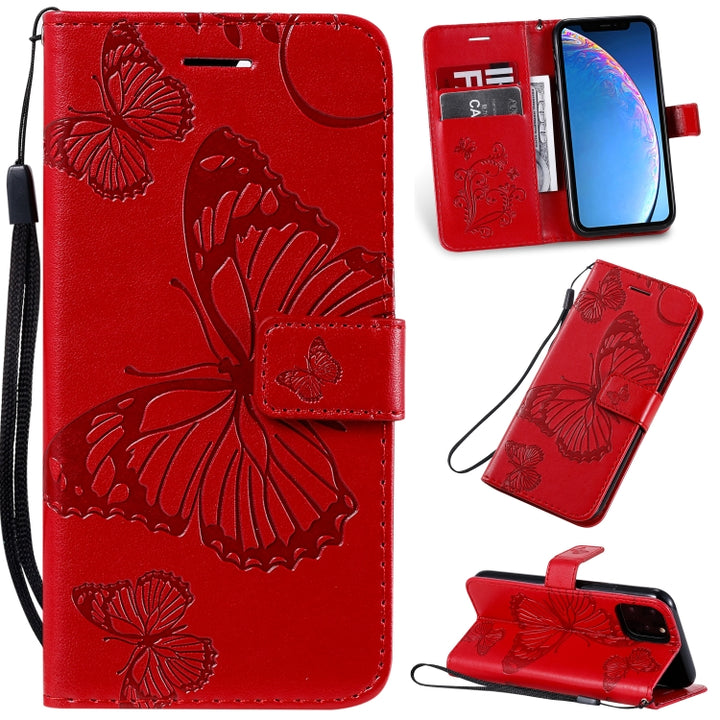 Pressed Printing Butterfly Pattern Horizontal Flip PU Leather Case with Holder & Card Slots & Wallet & Lanyard, For iPhone 11 Pro, For iPhone 11, For iPhone 11 Pro Max, For OPPO A1K / C2