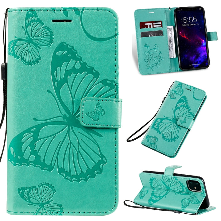 Pressed Printing Butterfly Pattern Horizontal Flip PU Leather Case with Holder & Card Slots & Wallet & Lanyard, For iPhone 11 Pro, For iPhone 11, For iPhone 11 Pro Max, For OPPO A1K / C2