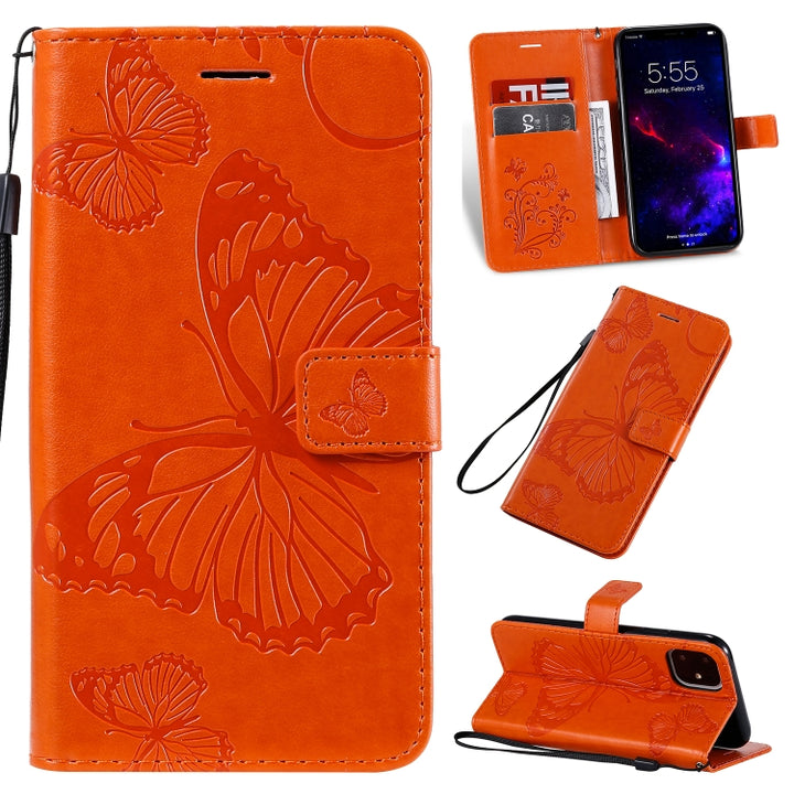 Pressed Printing Butterfly Pattern Horizontal Flip PU Leather Case with Holder & Card Slots & Wallet & Lanyard, For iPhone 11 Pro, For iPhone 11, For iPhone 11 Pro Max, For OPPO A1K / C2