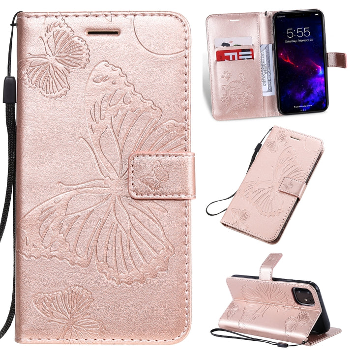 Pressed Printing Butterfly Pattern Horizontal Flip PU Leather Case with Holder & Card Slots & Wallet & Lanyard, For iPhone 11 Pro, For iPhone 11, For iPhone 11 Pro Max, For OPPO A1K / C2