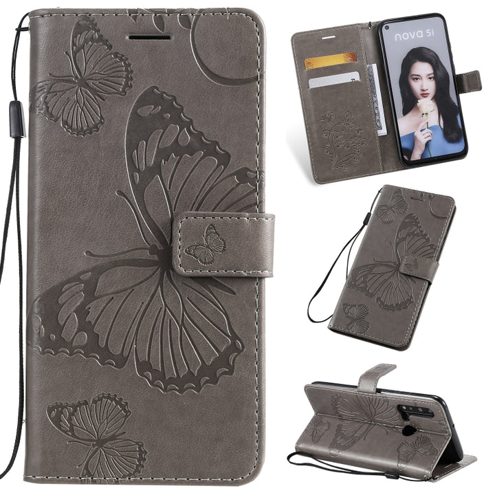 Pressed Printing Butterfly Pattern Horizontal Flip PU Leather Case with Holder & Card Slots & Wallet & Lanyard, For Vivo Y93 / Y91 / Y95, For Huawei P20 Lite 2019 / Nova 5i, For Huawei P Smart Z / Y9 Prime 2019, For Galaxy A80