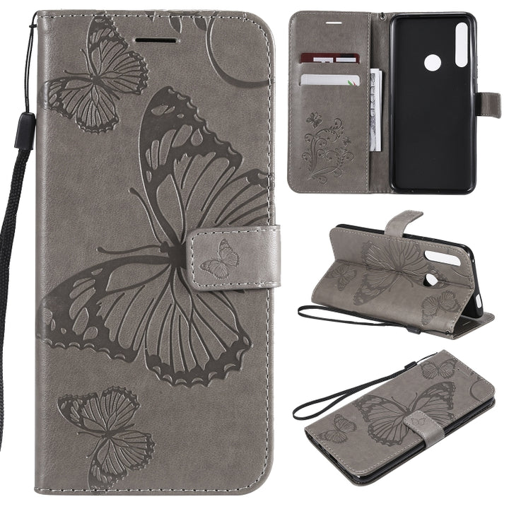 Pressed Printing Butterfly Pattern Horizontal Flip PU Leather Case with Holder & Card Slots & Wallet & Lanyard, For Vivo Y93 / Y91 / Y95, For Huawei P20 Lite 2019 / Nova 5i, For Huawei P Smart Z / Y9 Prime 2019, For Galaxy A80