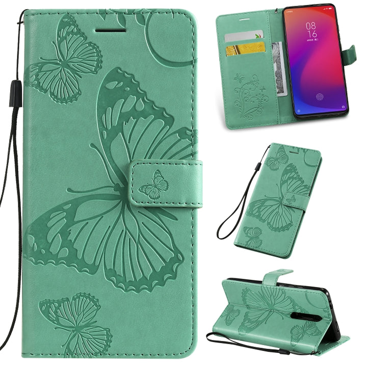 Pressed Printing Butterfly Pattern Horizontal Flip PU Leather Case with Holder & Card Slots & Wallet & Lanyard, For Galaxy Note 10+ / 10 Pro, For Galaxy Note 10, For Xiaomi Mi 9T & Mi 9T Pro & Redmi K20 & K20 Pro, For Galaxy A10e