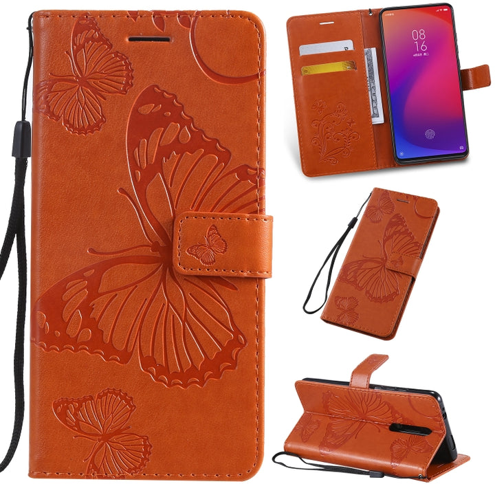 Pressed Printing Butterfly Pattern Horizontal Flip PU Leather Case with Holder & Card Slots & Wallet & Lanyard, For Galaxy Note 10+ / 10 Pro, For Galaxy Note 10, For Xiaomi Mi 9T & Mi 9T Pro & Redmi K20 & K20 Pro, For Galaxy A10e