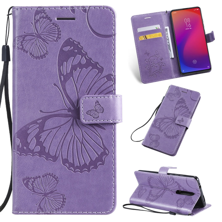 Pressed Printing Butterfly Pattern Horizontal Flip PU Leather Case with Holder & Card Slots & Wallet & Lanyard, For Galaxy Note 10+ / 10 Pro, For Galaxy Note 10, For Xiaomi Mi 9T & Mi 9T Pro & Redmi K20 & K20 Pro, For Galaxy A10e