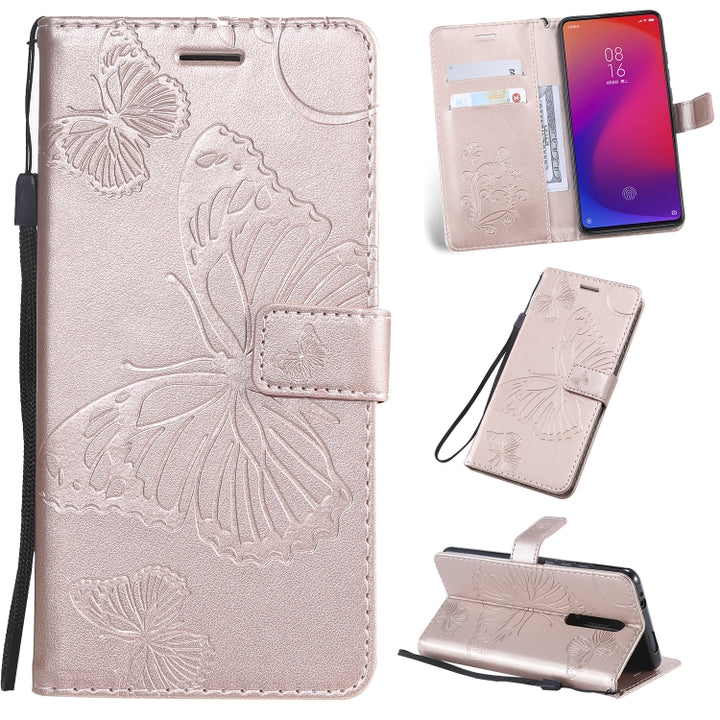 Pressed Printing Butterfly Pattern Horizontal Flip PU Leather Case with Holder & Card Slots & Wallet & Lanyard, For Galaxy Note 10+ / 10 Pro, For Galaxy Note 10, For Xiaomi Mi 9T & Mi 9T Pro & Redmi K20 & K20 Pro, For Galaxy A10e