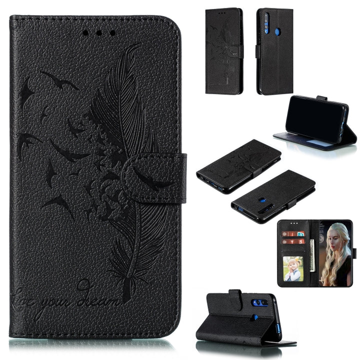 Feather Pattern Litchi Texture Horizontal Flip Leather Case with Wallet & Holder & Card Slots, For Huawei P Smart Z / Y9 Prime (2019), For Huawei P20 Lite (2019) / Nova 5i, For Huawei P30, For Huawei P30 Lite, For Huawei P30 Pro