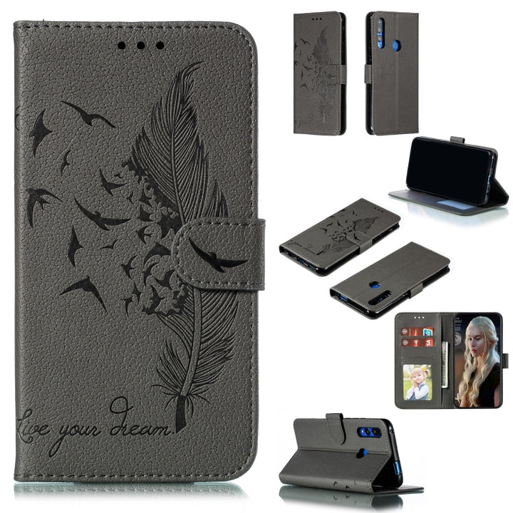 Feather Pattern Litchi Texture Horizontal Flip Leather Case with Wallet & Holder & Card Slots, For Huawei P Smart Z / Y9 Prime (2019), For Huawei P20 Lite (2019) / Nova 5i, For Huawei P30, For Huawei P30 Lite, For Huawei P30 Pro