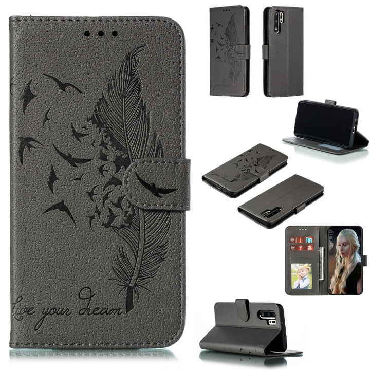 Feather Pattern Litchi Texture Horizontal Flip Leather Case with Wallet & Holder & Card Slots, For Huawei P Smart Z / Y9 Prime (2019), For Huawei P20 Lite (2019) / Nova 5i, For Huawei P30, For Huawei P30 Lite, For Huawei P30 Pro