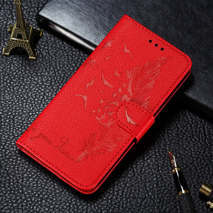 Feather Pattern Litchi Texture Horizontal Flip Leather Case with Wallet & Holder & Card Slots, For Huawei Honor 20 Pro