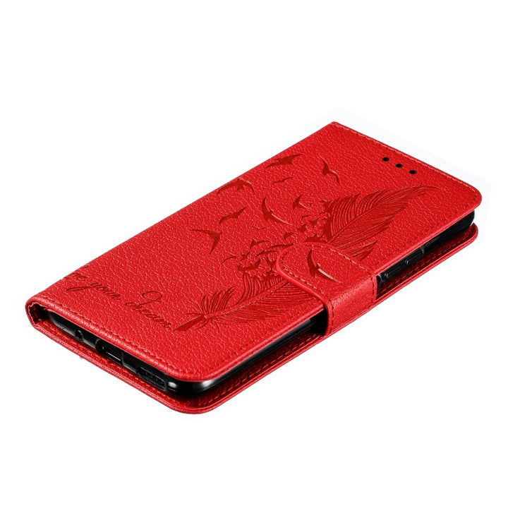 Feather Pattern Litchi Texture Horizontal Flip Leather Case with Wallet & Holder & Card Slots, For Huawei Honor 20 Pro