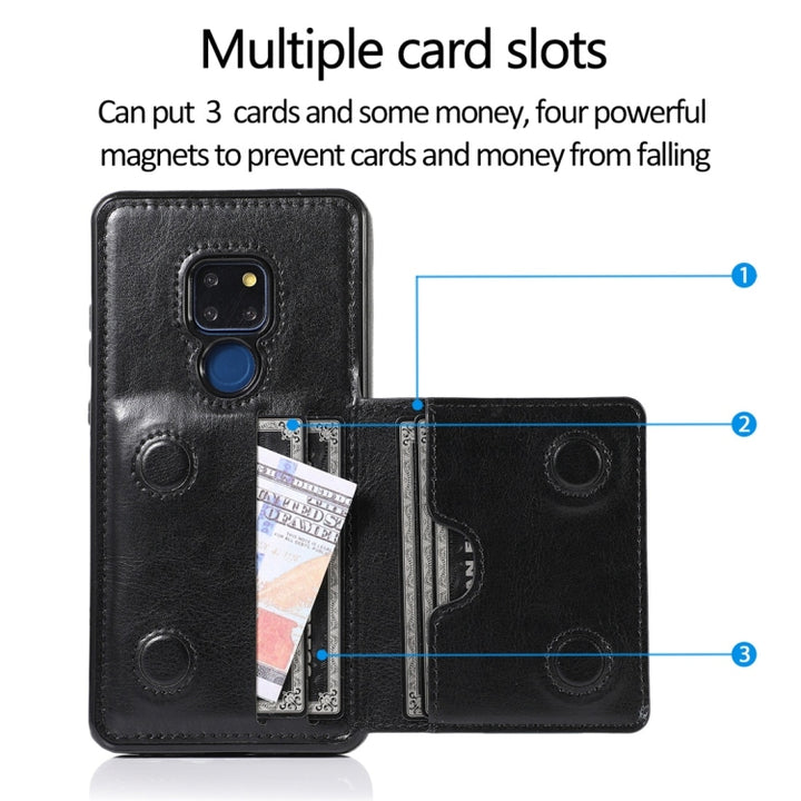 Shockproof PU + TPU Protective Case with Card Slots & Holder, For Huawei Mate 20, For Huawei Mate 20 Lite, For Huawei Mate 20 Pro, For Huawei P30, For Huawei P30 Lite