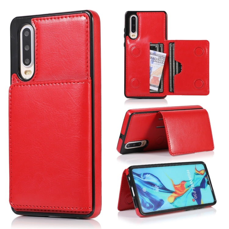 Shockproof PU + TPU Protective Case with Card Slots & Holder, For Huawei Mate 20, For Huawei Mate 20 Lite, For Huawei Mate 20 Pro, For Huawei P30, For Huawei P30 Lite