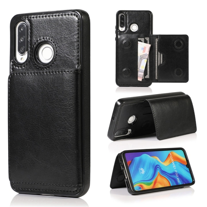 Shockproof PU + TPU Protective Case with Card Slots & Holder, For Huawei Mate 20, For Huawei Mate 20 Lite, For Huawei Mate 20 Pro, For Huawei P30, For Huawei P30 Lite