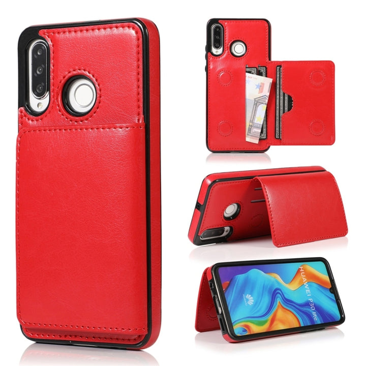 Shockproof PU + TPU Protective Case with Card Slots & Holder, For Huawei Mate 20, For Huawei Mate 20 Lite, For Huawei Mate 20 Pro, For Huawei P30, For Huawei P30 Lite