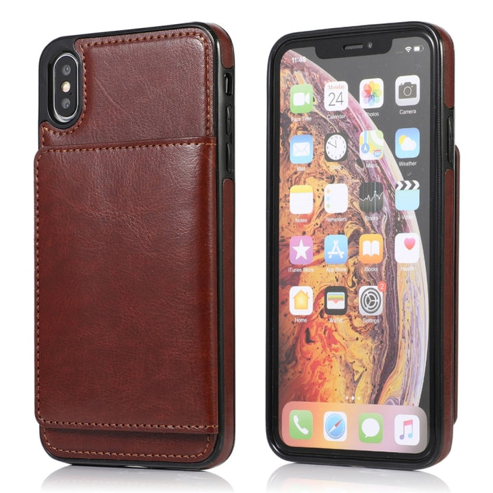 Shockproof PU + TPU Protective Case with Card Slots & Holder, For Huawei P30 Pro, For iPhone 7 / 8, For iPhone 7 Plus / 8 Plus, For iPhone XR, For iPhone XS Max