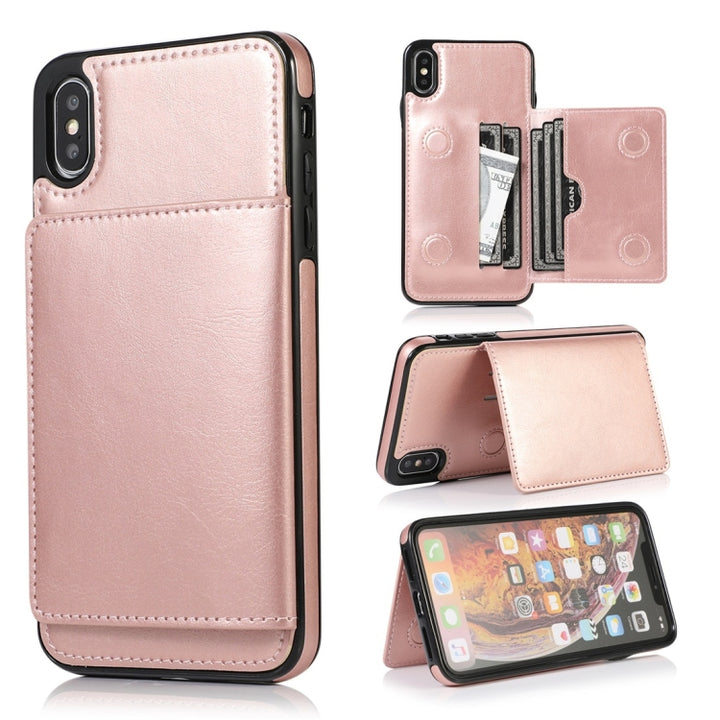 Shockproof PU + TPU Protective Case with Card Slots & Holder, For iPhone 11 Pro, For iPhone 11 Pro Max, For iPhone X / XS, For Galaxy Note 10, For Galaxy Note 10+