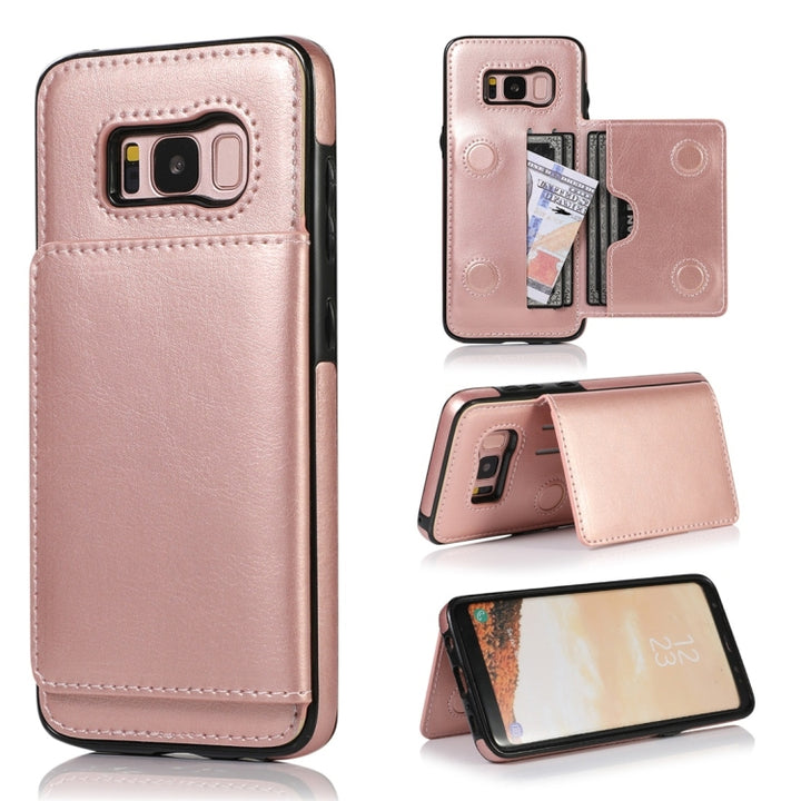 Shockproof PU + TPU Protective Case with Card Slots & Holder, For Galaxy S8, For Galaxy S8+, For Galaxy S9, For Galaxy S9+, For Galaxy S10