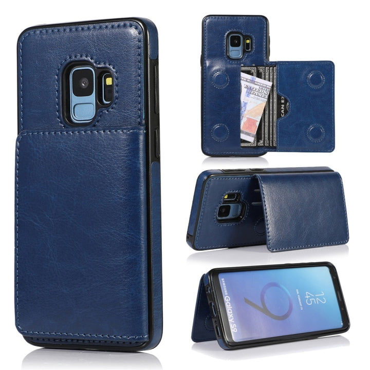 Shockproof PU + TPU Protective Case with Card Slots & Holder, For Galaxy S8, For Galaxy S8+, For Galaxy S9, For Galaxy S9+, For Galaxy S10