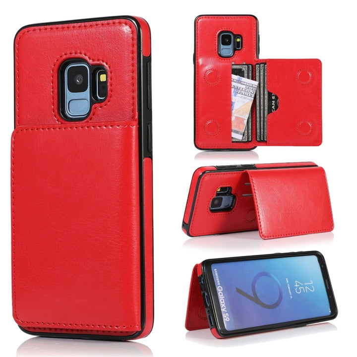 Shockproof PU + TPU Protective Case with Card Slots & Holder, For Galaxy S8, For Galaxy S8+, For Galaxy S9, For Galaxy S9+, For Galaxy S10