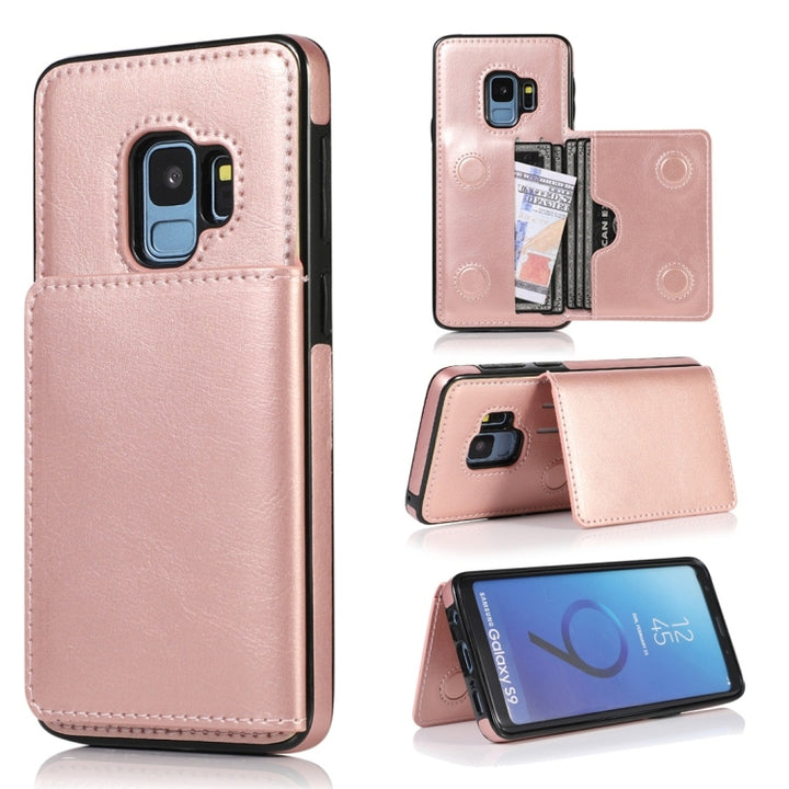 Shockproof PU + TPU Protective Case with Card Slots & Holder, For Galaxy S8, For Galaxy S8+, For Galaxy S9, For Galaxy S9+, For Galaxy S10