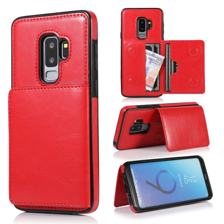 Shockproof PU + TPU Protective Case with Card Slots & Holder, For Galaxy S8, For Galaxy S8+, For Galaxy S9, For Galaxy S9+, For Galaxy S10