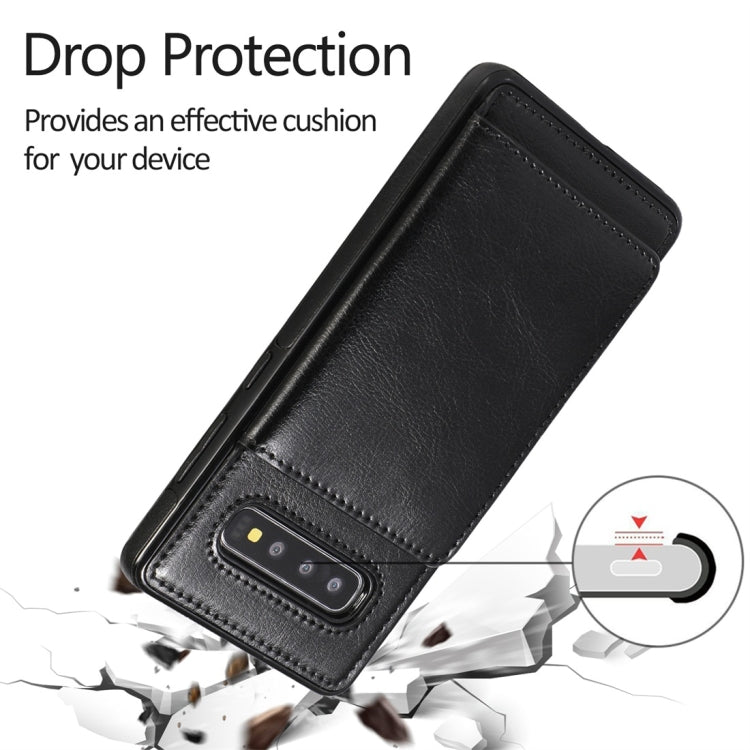 Shockproof PU + TPU Protective Case with Card Slots & Holder, For Galaxy S10+, For Galaxy S10e