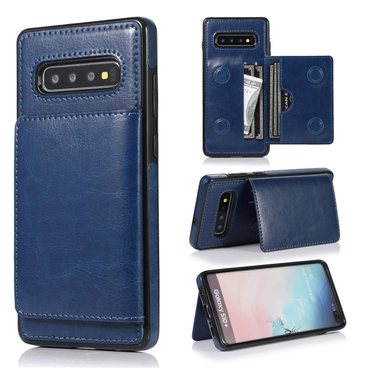 Shockproof PU + TPU Protective Case with Card Slots & Holder, For Galaxy S10+, For Galaxy S10e