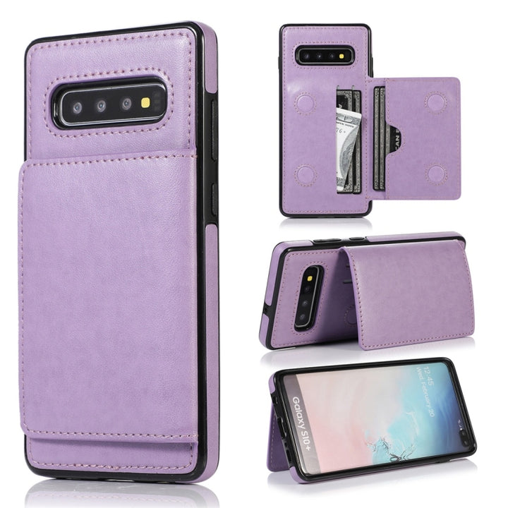 Shockproof PU + TPU Protective Case with Card Slots & Holder, For Galaxy S10+, For Galaxy S10e