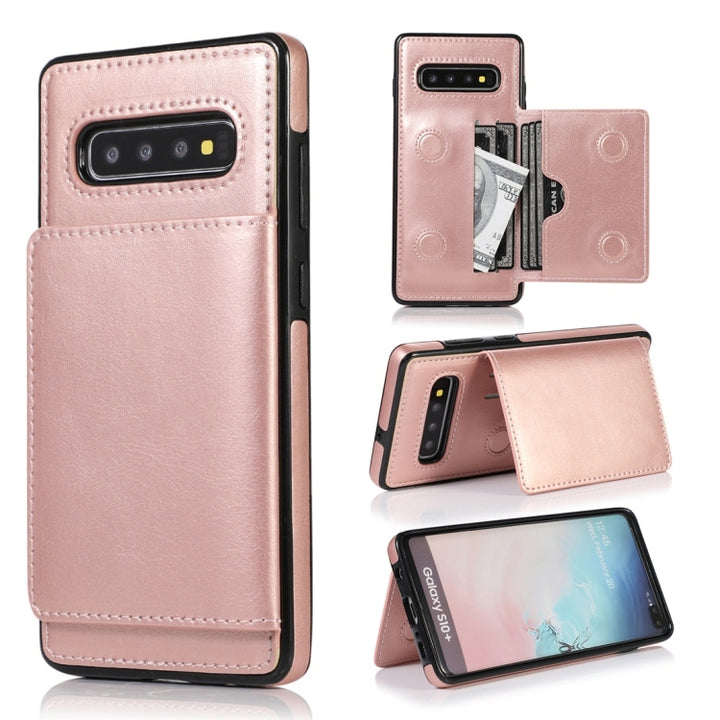 Shockproof PU + TPU Protective Case with Card Slots & Holder, For Galaxy S10+, For Galaxy S10e