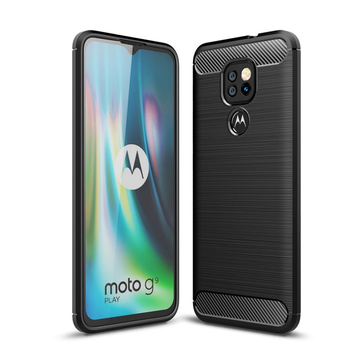 Brushed Texture Carbon Fiber TPU Case, For Motorola Moto G9 Play, For Motorola Moto G9 Plus, For Motorola One Fusion