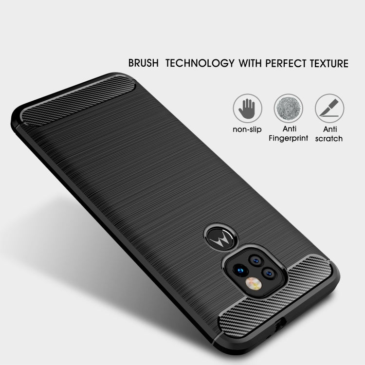 Brushed Texture Carbon Fiber TPU Case, For Motorola Moto G9 Play, For Motorola Moto G9 Plus, For Motorola One Fusion