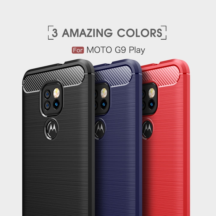 Brushed Texture Carbon Fiber TPU Case, For Motorola Moto G9 Play, For Motorola Moto G9 Plus, For Motorola One Fusion