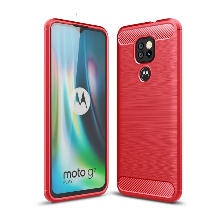 Brushed Texture Carbon Fiber TPU Case, For Motorola Moto G9 Play, For Motorola Moto G9 Plus, For Motorola One Fusion